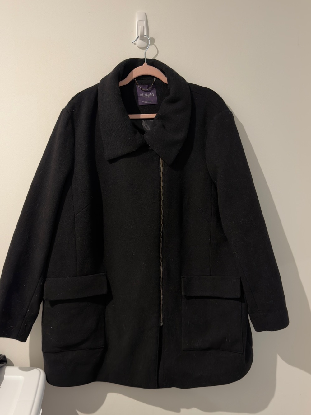 Mango Black Pea Coat with Flap Pockets - Picture 2 of 5